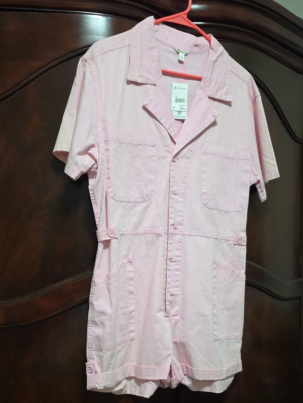 Pink Short-Sleeve Romper